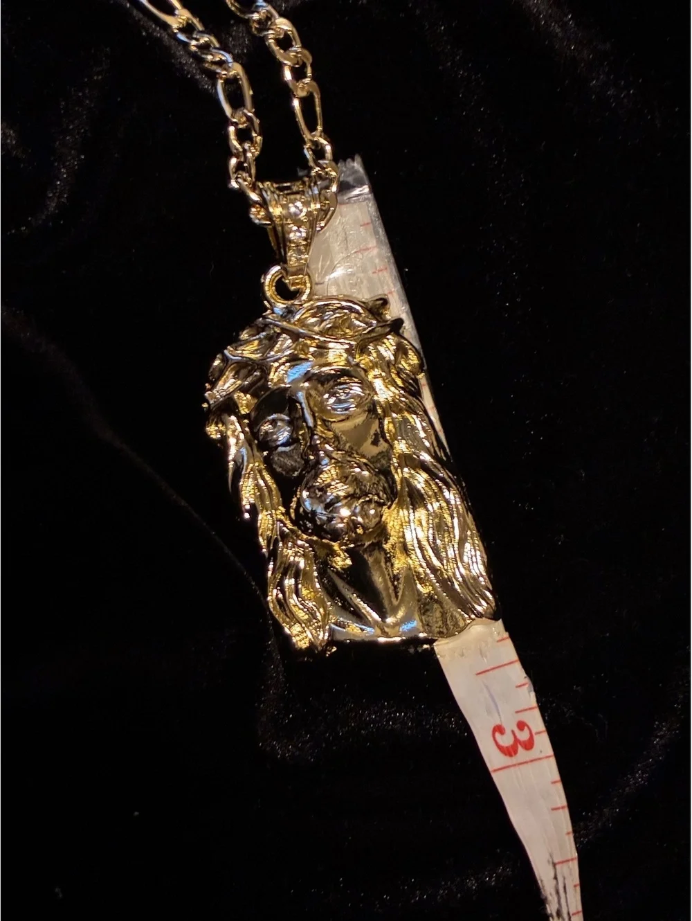 Gold Tone Jesus Piece Pendant Necklace 20”
